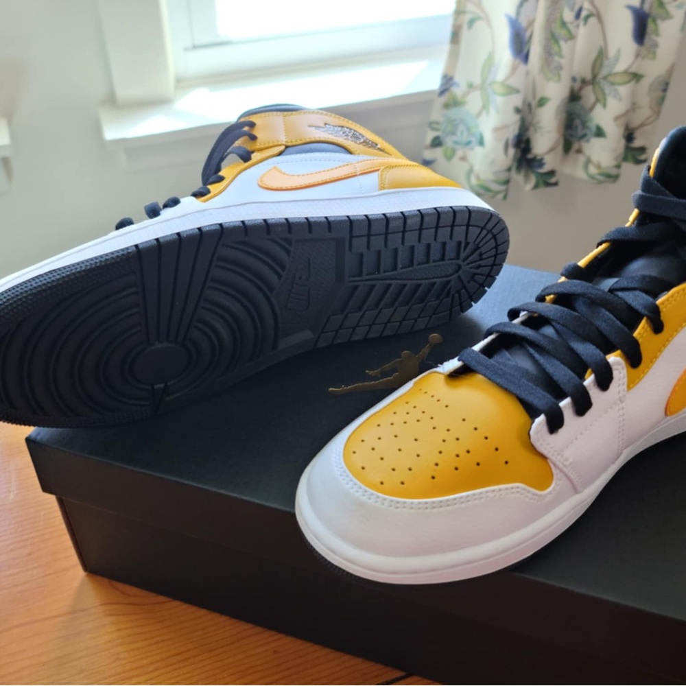 Air Jordan Yellow and White High Tops